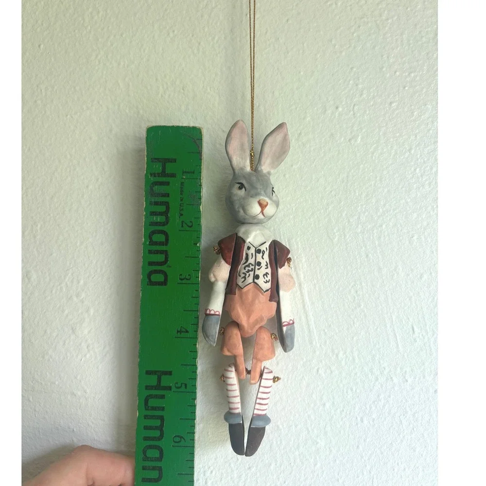 VTG Hand Painted Marionette Ceramic Rabbit Ornament Storybook Hare Philippines